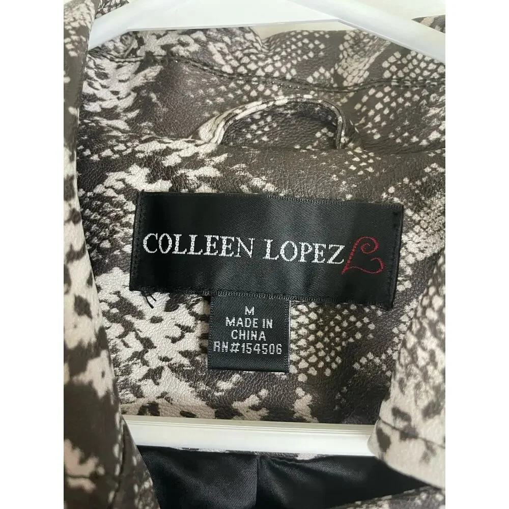 Colleen lopez Moto Jacket womens size medium Faux Leather Coat 0717 - Picture 3 of 9